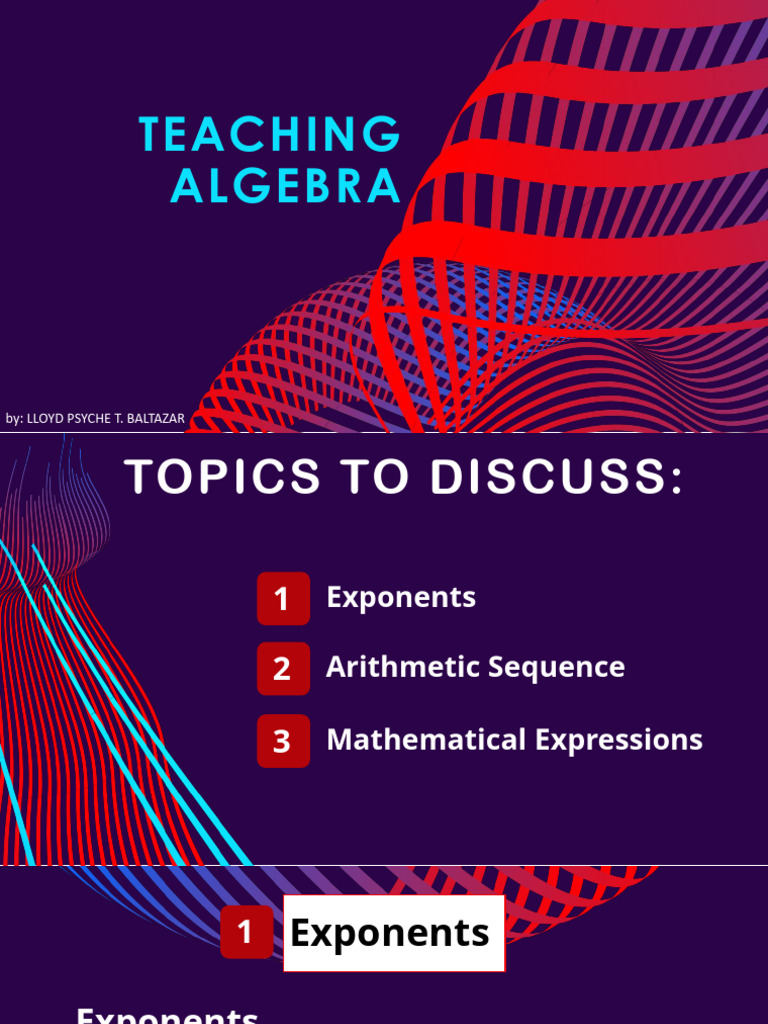 Lesson 4 - Teaching Algebra | PDF | Multiplication | Exponentiation
