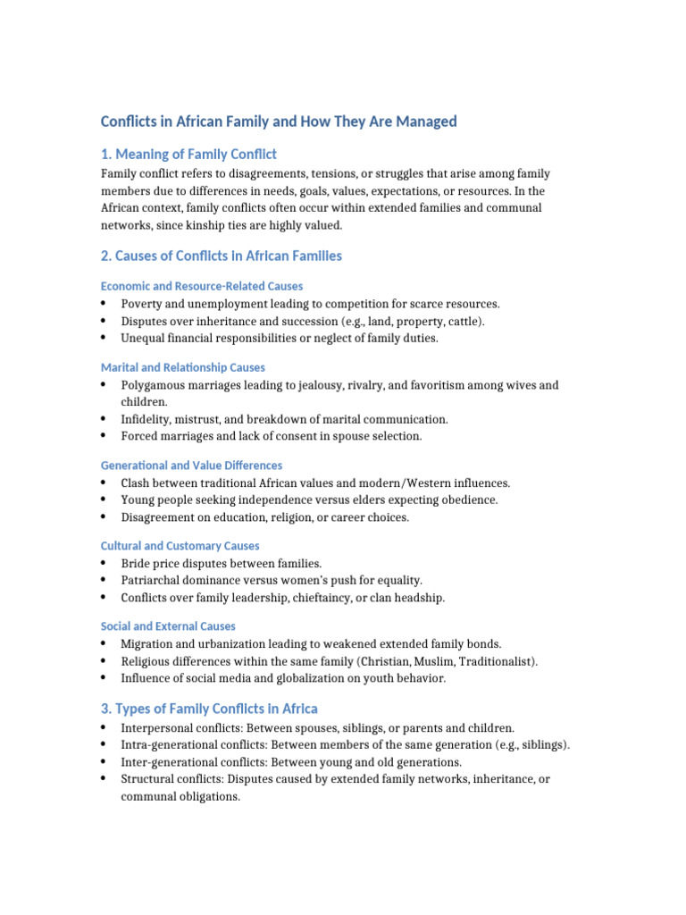 Conflicts in African Families | PDF | Family | Mediation
