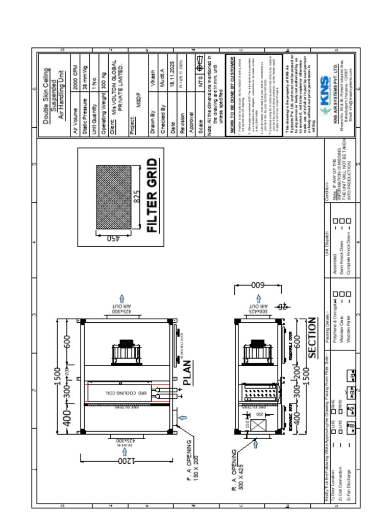 Ga Drawing of 2000 CFM Ahu | PDF | Power Supply | Electrical Engineering