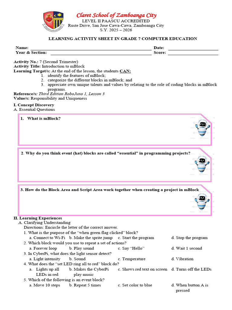 Activity 7 - Introduction To MBlock | PDF