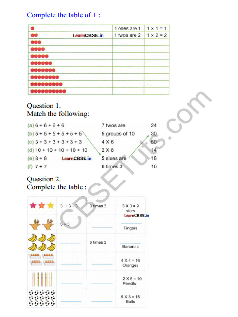 Joyful Mathematics Class 2 Worksheet Chapter 8 Grouping and Sharing ...