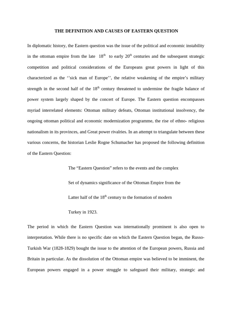 The Definition and Causes of Eastern Question | PDF | Politics Of The ...