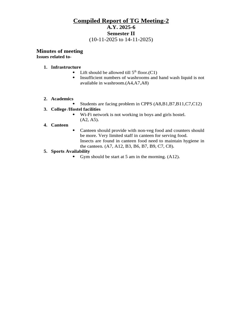 Compiled Report AY 2025-26 S1 TGM2 | PDF