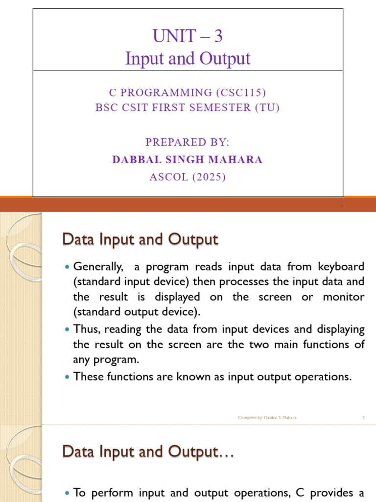 Unit-3 Input and Output | PDF | Computer Architecture | Computer Data