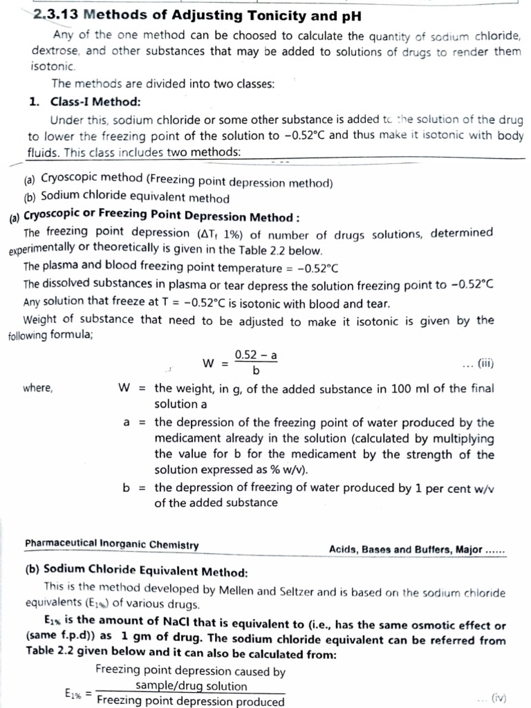 Methods of Adjusting Tonicity and PH - IPC | PDF | Saline (Medicine ...