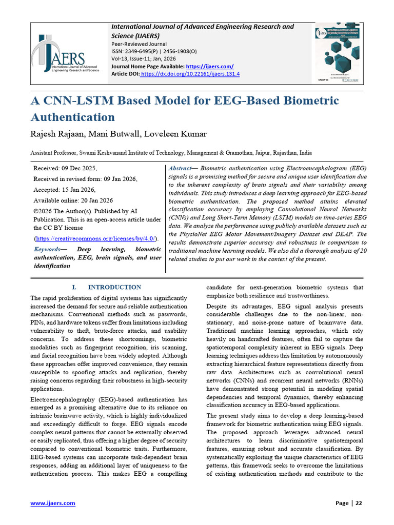 A CNN-LSTM Based Model For EEG-Based Biometric Authentication | PDF ...
