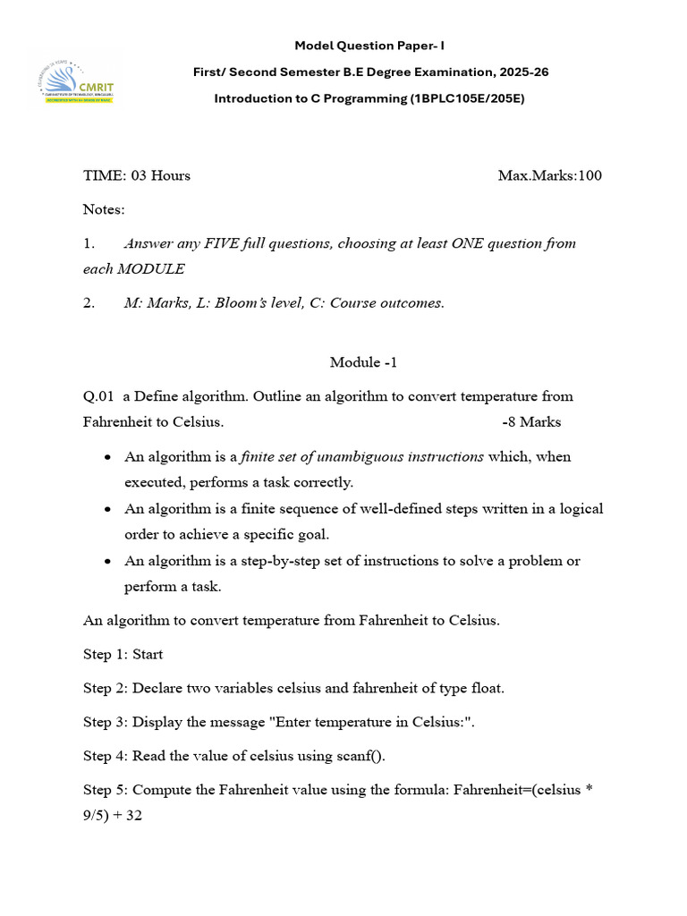 VTU Model Question Answer Key ICP | PDF | Pointer (Computer Programming ...