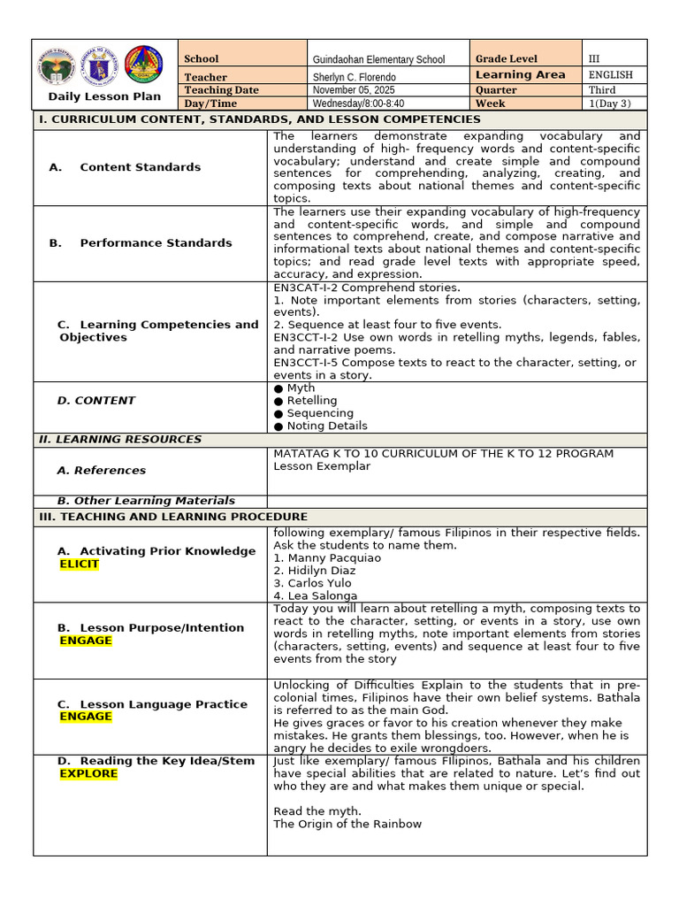 November 03, 2025 English | PDF | Learning | Curriculum