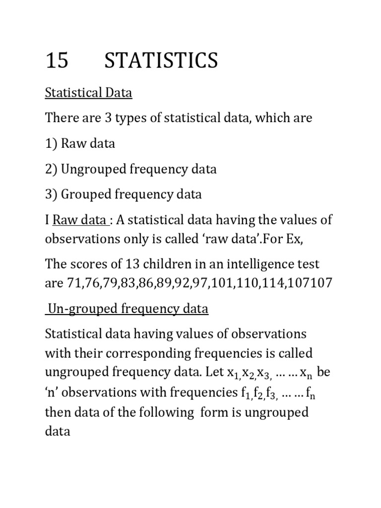 15 Statistics | PDF | Variance | Median