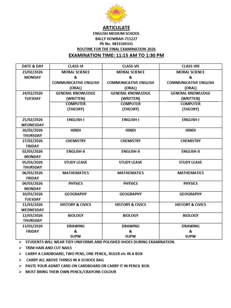Routine 2026 Mid School | PDF | Drawing