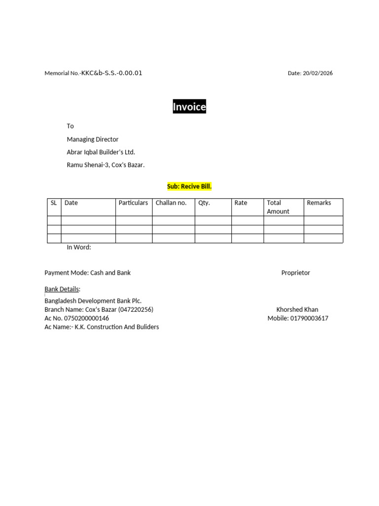 Invoice: KKC&b-S.S.-0.00.01 | PDF