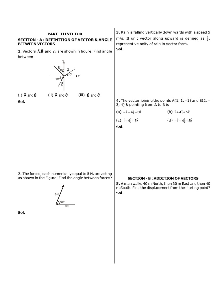 Physics Vectors Exercise 2 | PDF | Euclidean Vector | Angle