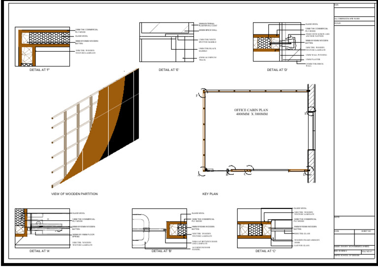 Wooden Partition Detail | PDF | Components | Building Materials