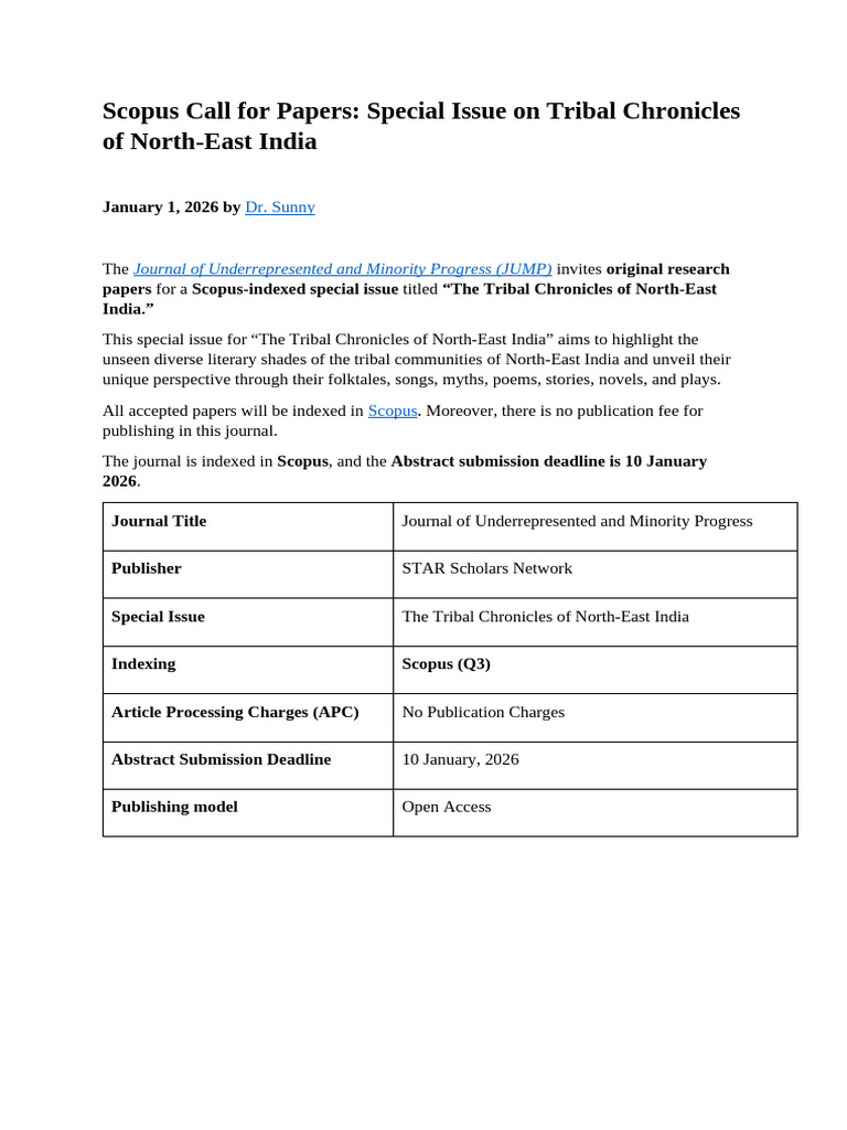 Scopus Call For Papers | PDF | Narrative
