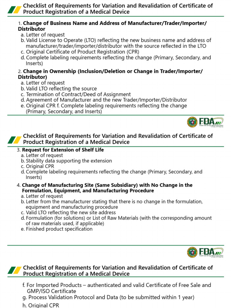 Checklist of Requirements For Variation and Revalidation of Certificate ...