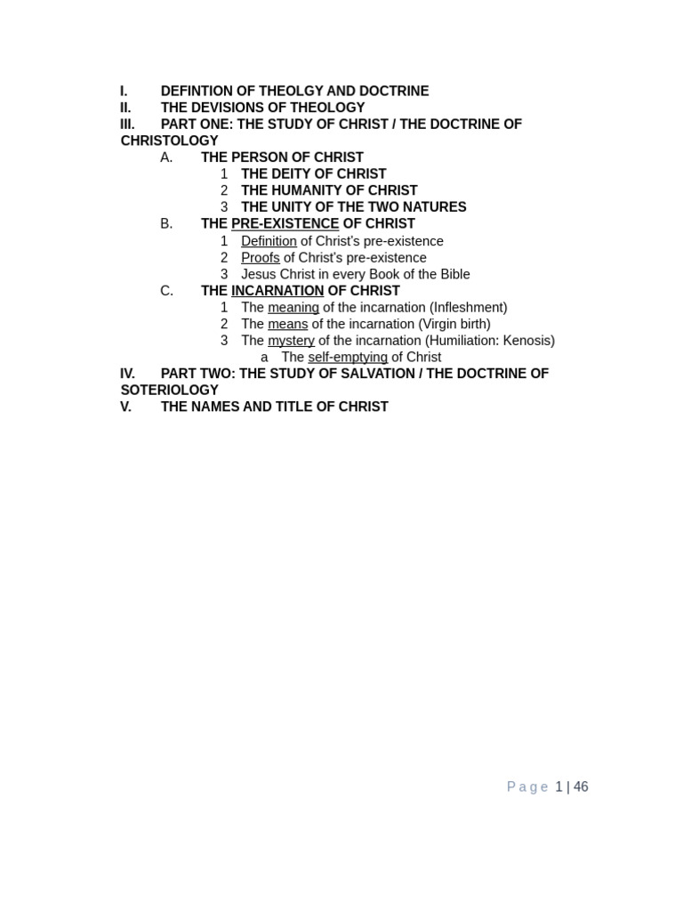 Theology III Doctrine of Christ and Doctrine of Salvation | PDF ...