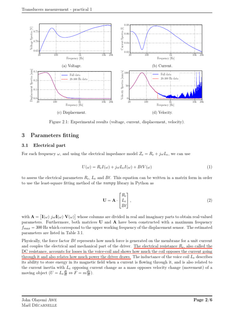 Practical 1 Transducer Measurement Final Version AWE DECARNELLE-3 | PDF ...