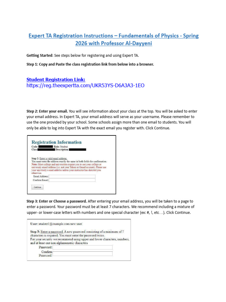 Expert TA Student Registration Instructions - ADA Professor Al-Dayyeni ...