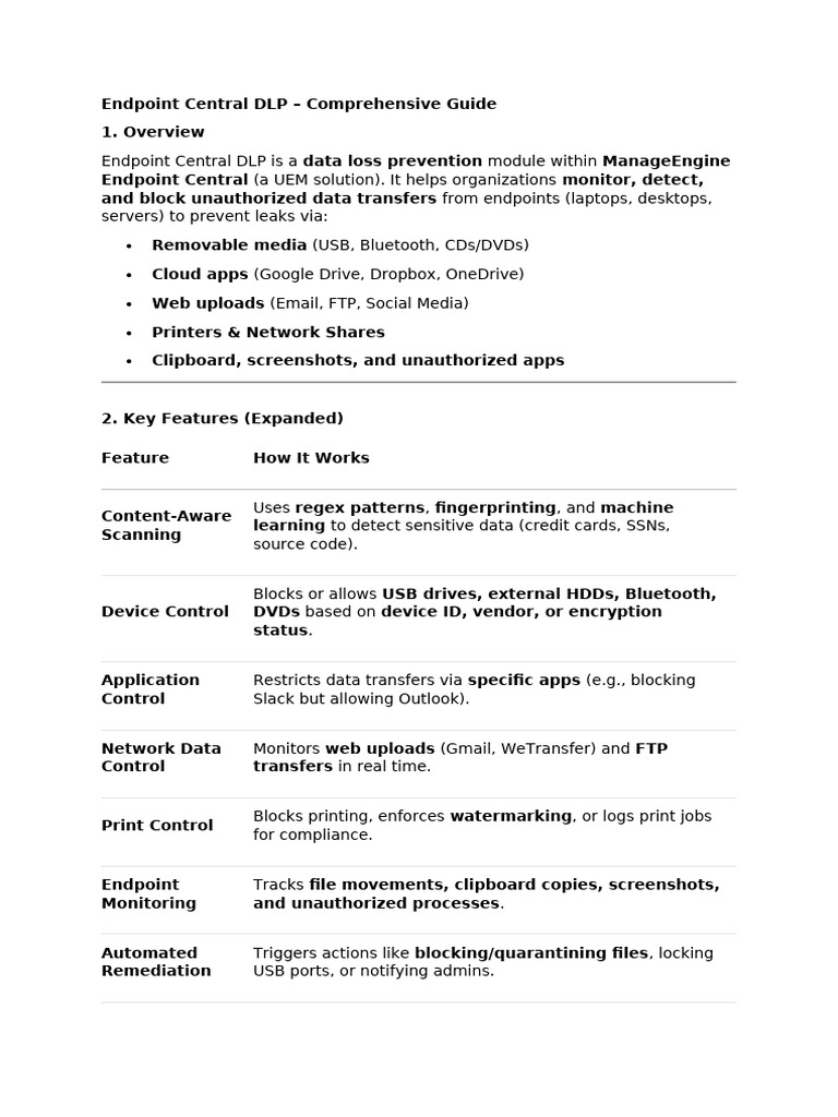 Endpoint Central DLP Edition | PDF | Cloud Computing | Computing