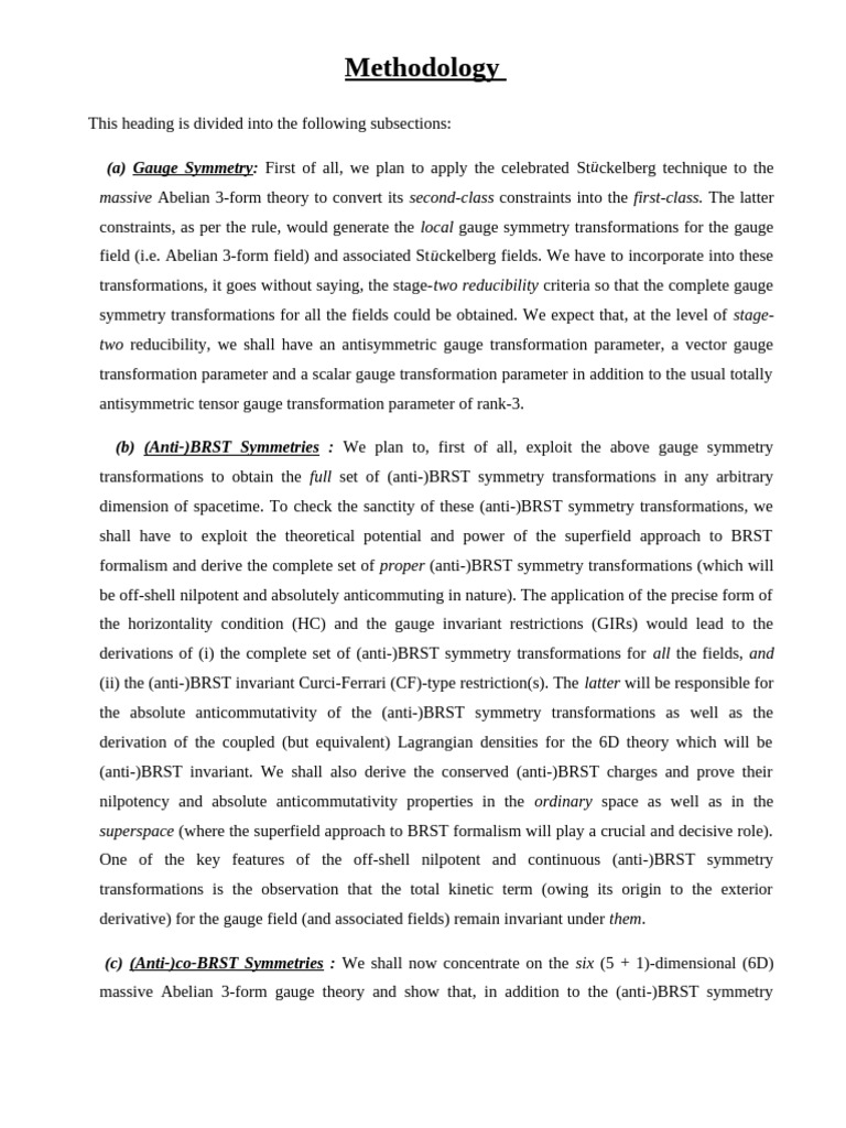 Methodology and Research Plan 3 | PDF | Gauge Theory | Physics
