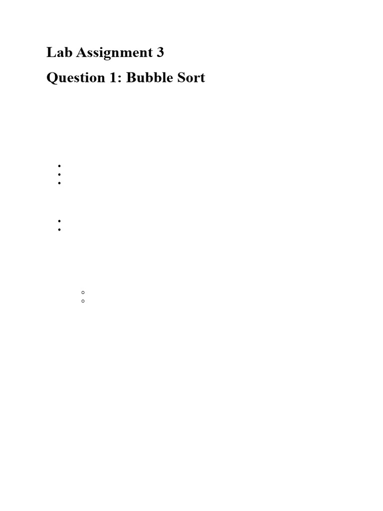 Lab Assignment 3 Question 1: Bubble Sort: Problem Statement | PDF