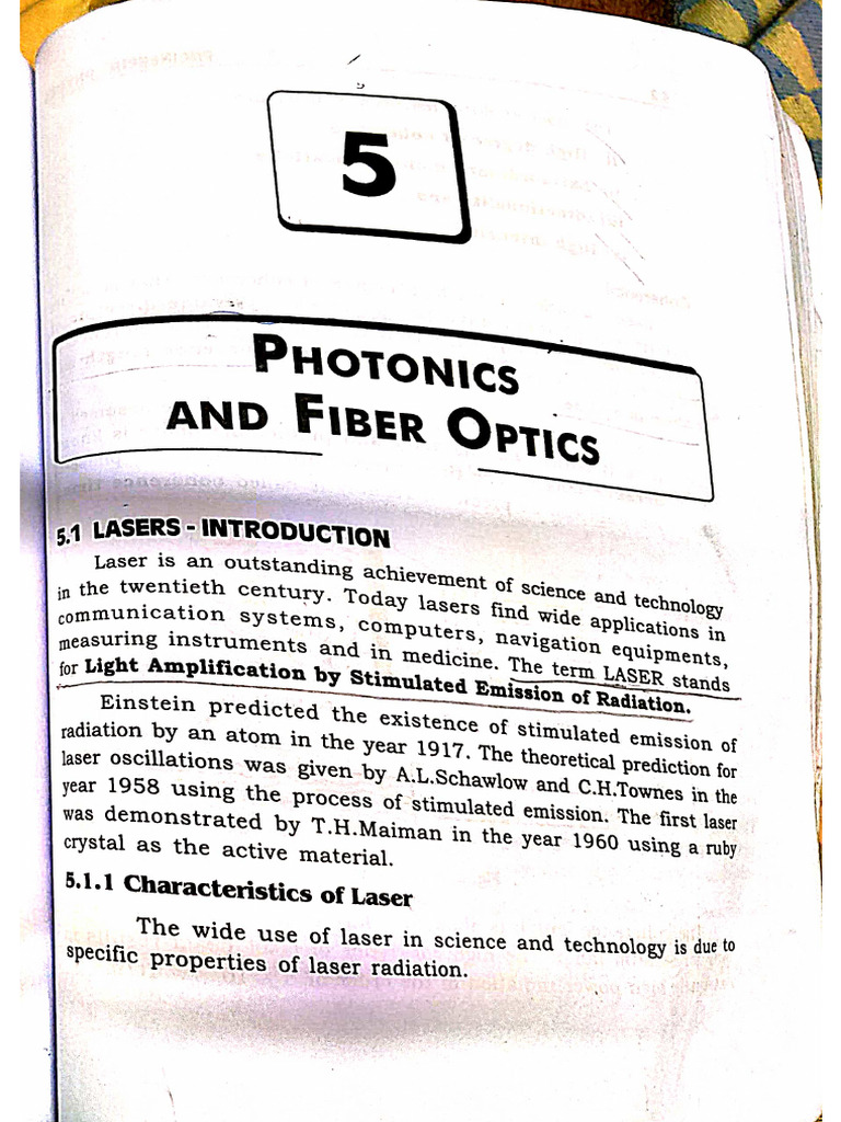 Reading Material - Laser and Fiber Optics | PDF | Laser | Emission Spectrum