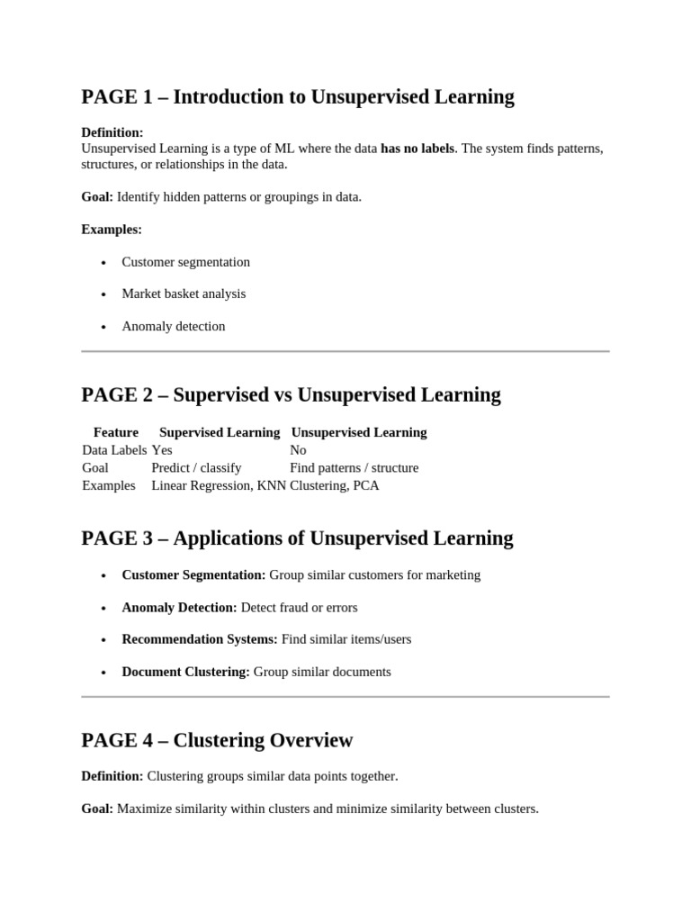 Introduction To Unsupervised Learning | PDF | Cluster Analysis ...