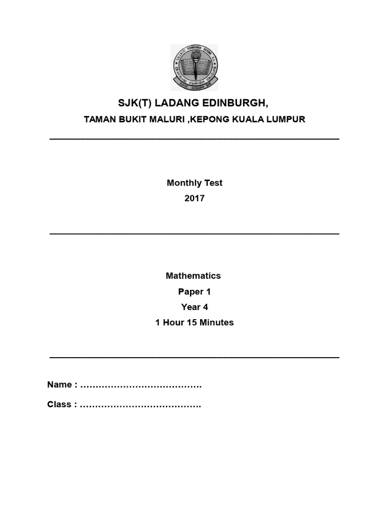 Maths Year 4 Exam Paper 1 | PDF | Chess Openings | Chess