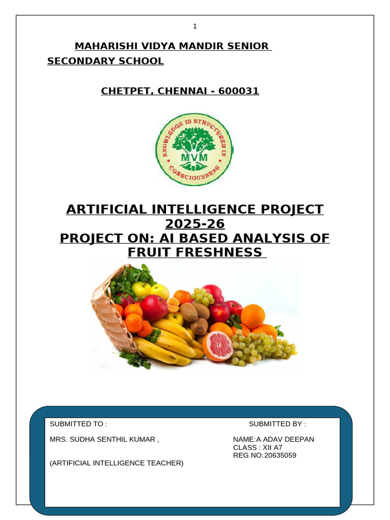 Fruit Freshness Predictor Final Project Final Final Final | PDF ...