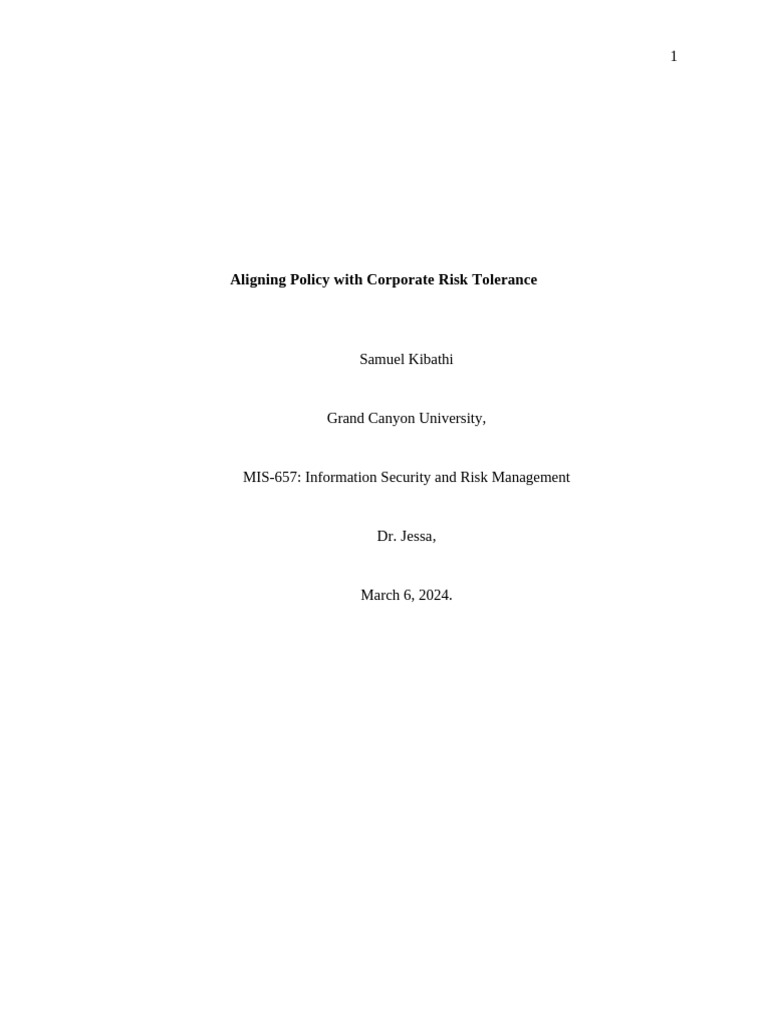 Aligning Policy With Corporate Risk Tolerance | PDF | Risk Aversion | Risk