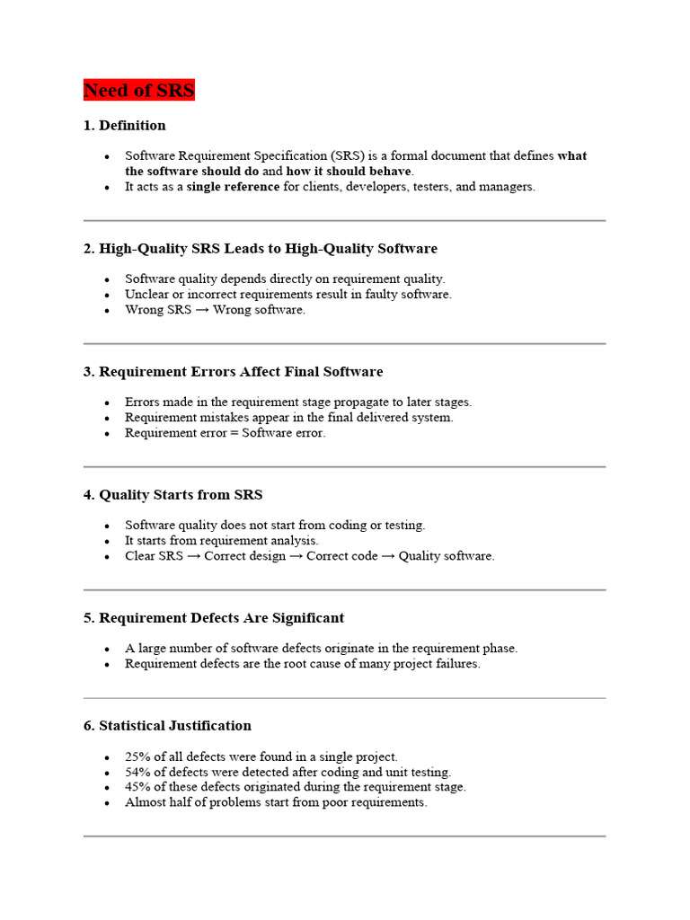 NEED OF SRS-1 | PDF | Software Testing | Software