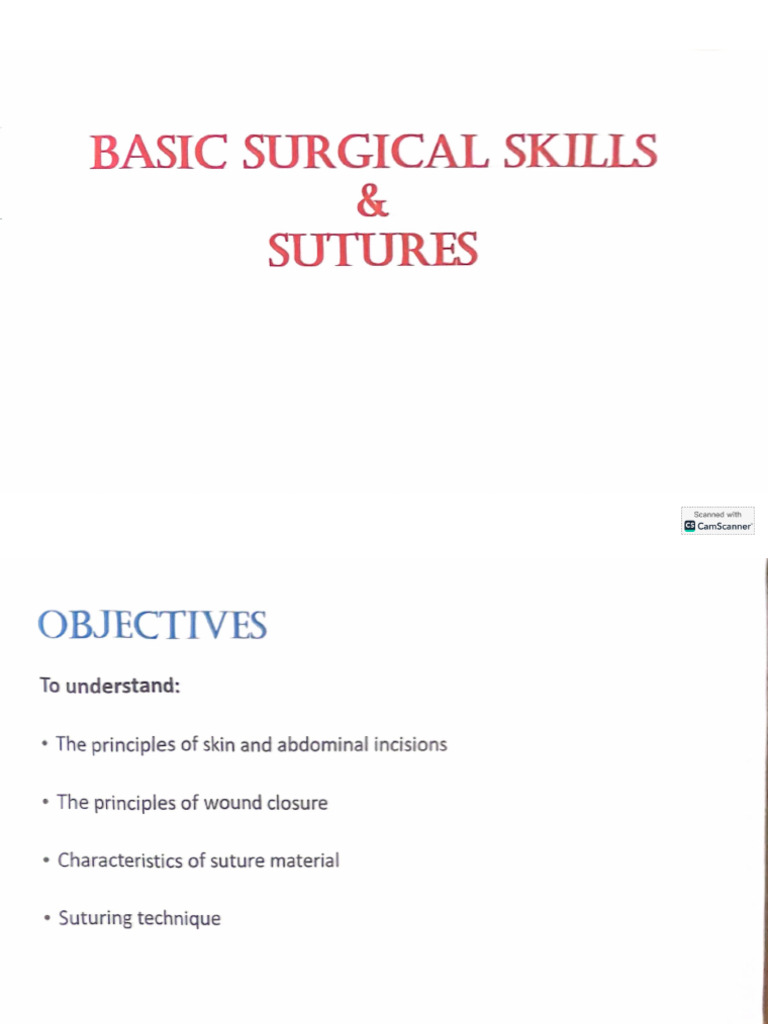 Basic Surgical Skills and Sutures | PDF