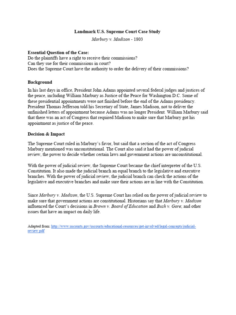 Handout 3_ Landmark Supreme Court Cases Reading Packet (1) | PDF ...