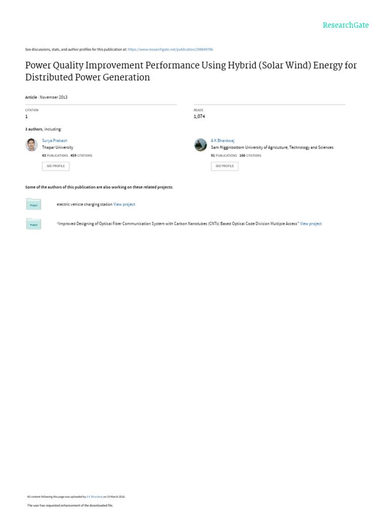 Power Quality Improvement Using Hybrid | PDF | Power Inverter | Ac Power
