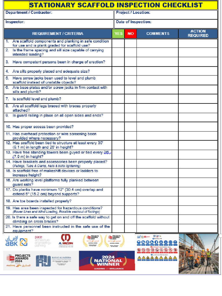 Scaffolding Inspection | PDF