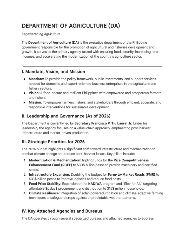 Philippines Agriculture Department Overview | PDF | Agriculture | Economies