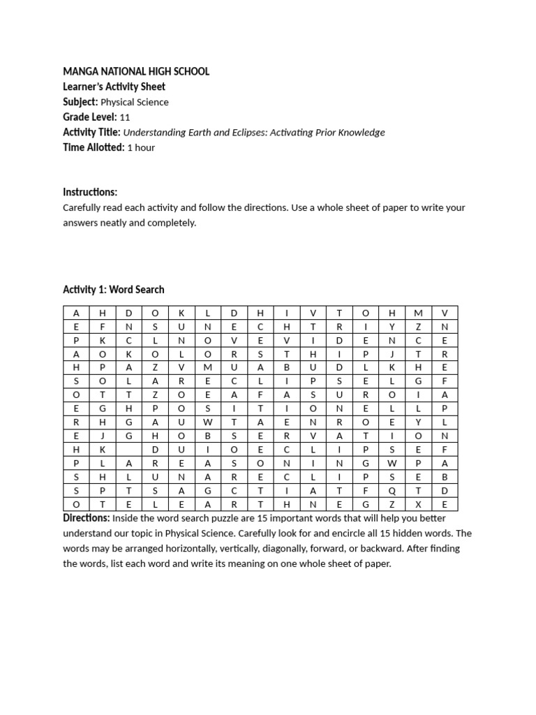 Learners Activity Sheet | PDF | Cognition