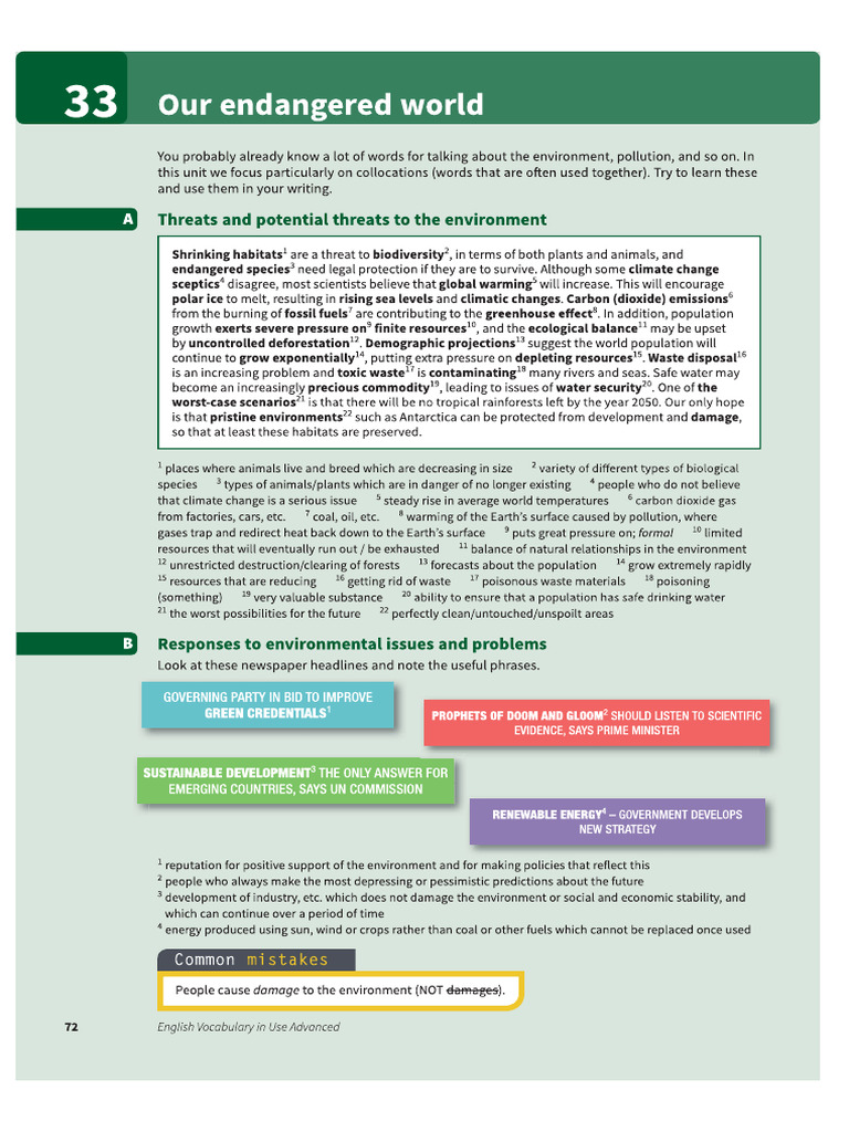 Unit 33 Endangered World | PDF
