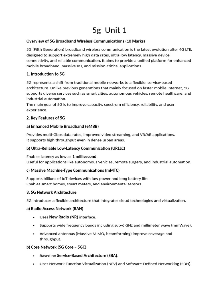 5g Unit 1 | PDF | 4 G | Cellular Network