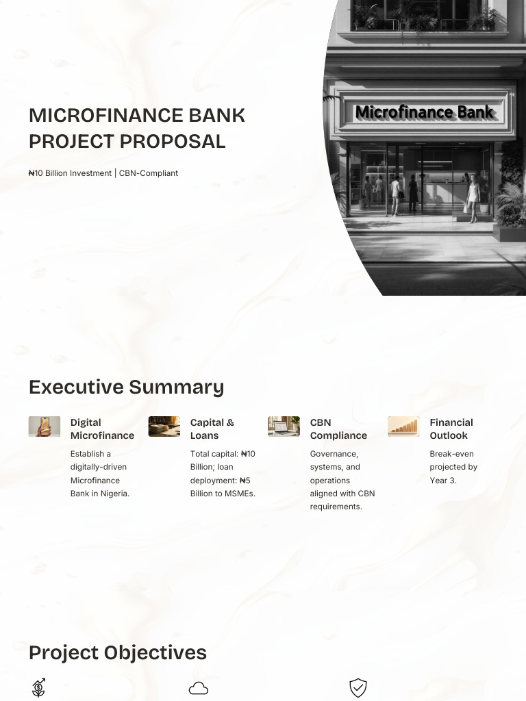 Microfinance Bank Project Proposal | PDF | Banks | Microfinance