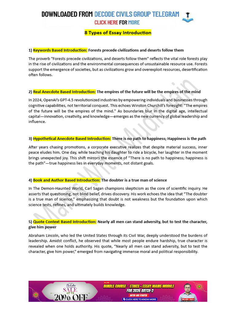 8 Types of Essay Introduction | PDF | Science | Knowledge