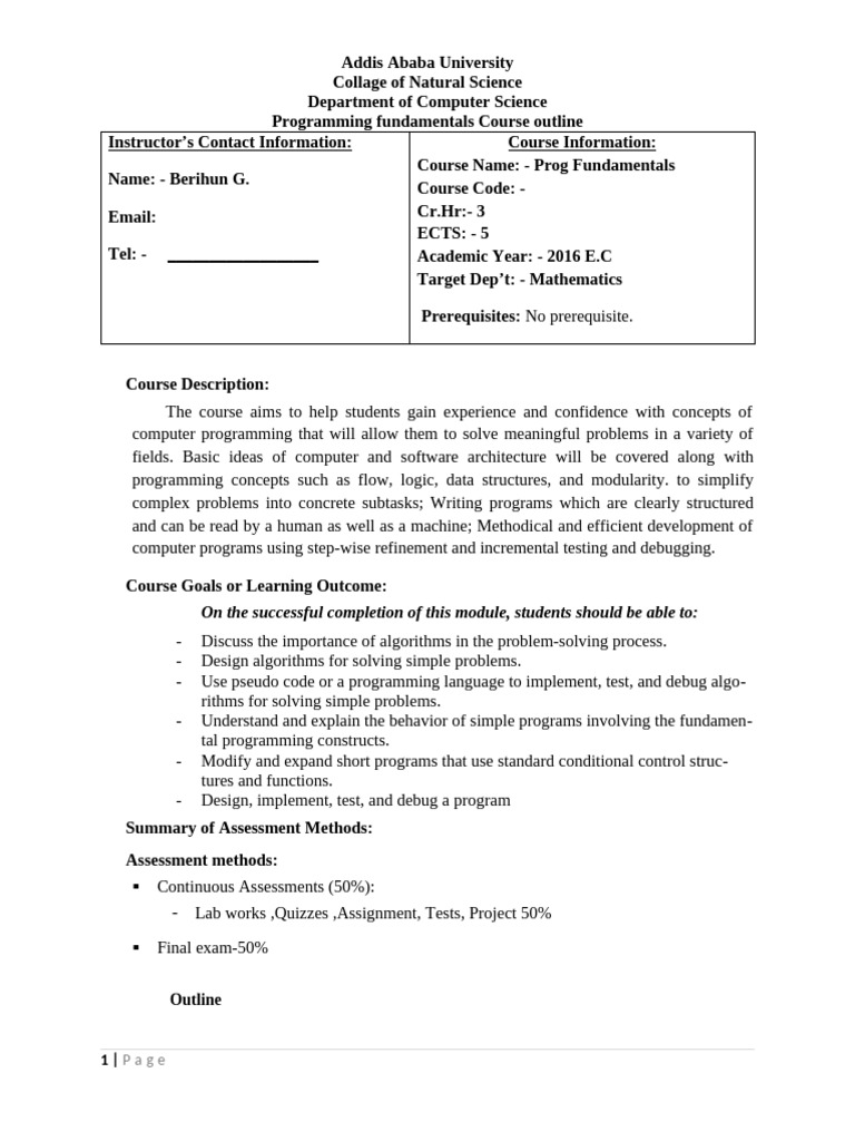 Course Outline - 20260212 - 205928 | PDF | Computer Programming | C++