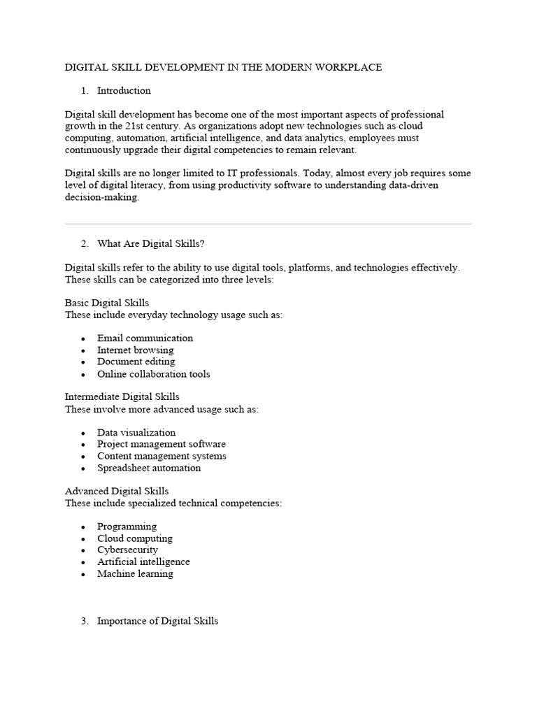 Digital Skill Development in The Modern Workplace | PDF | Learning | Data
