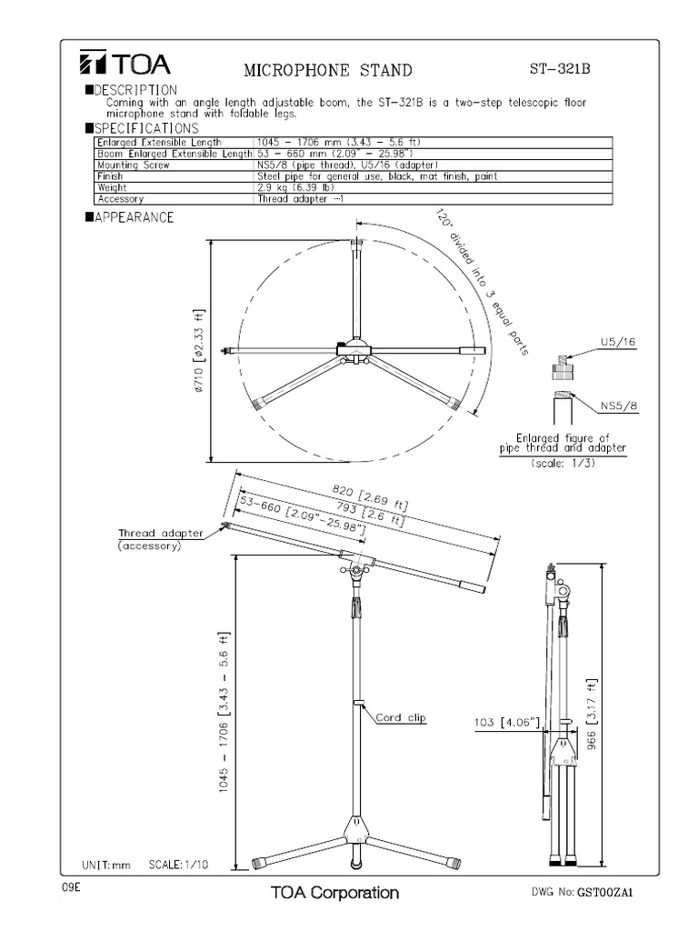 1360 ST 321b Microphone Stand Specification | PDF