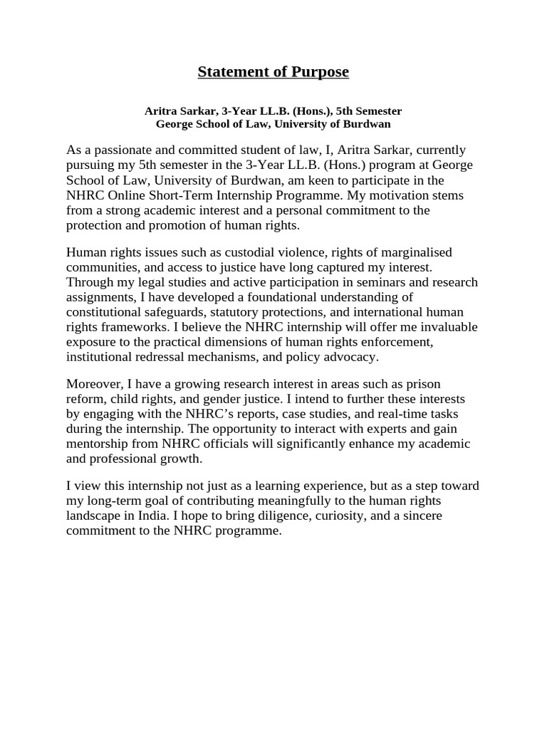 Statement of Purpose | PDF