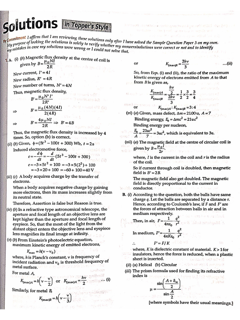 Cbse Sample Paper 3 Solutions | PDF