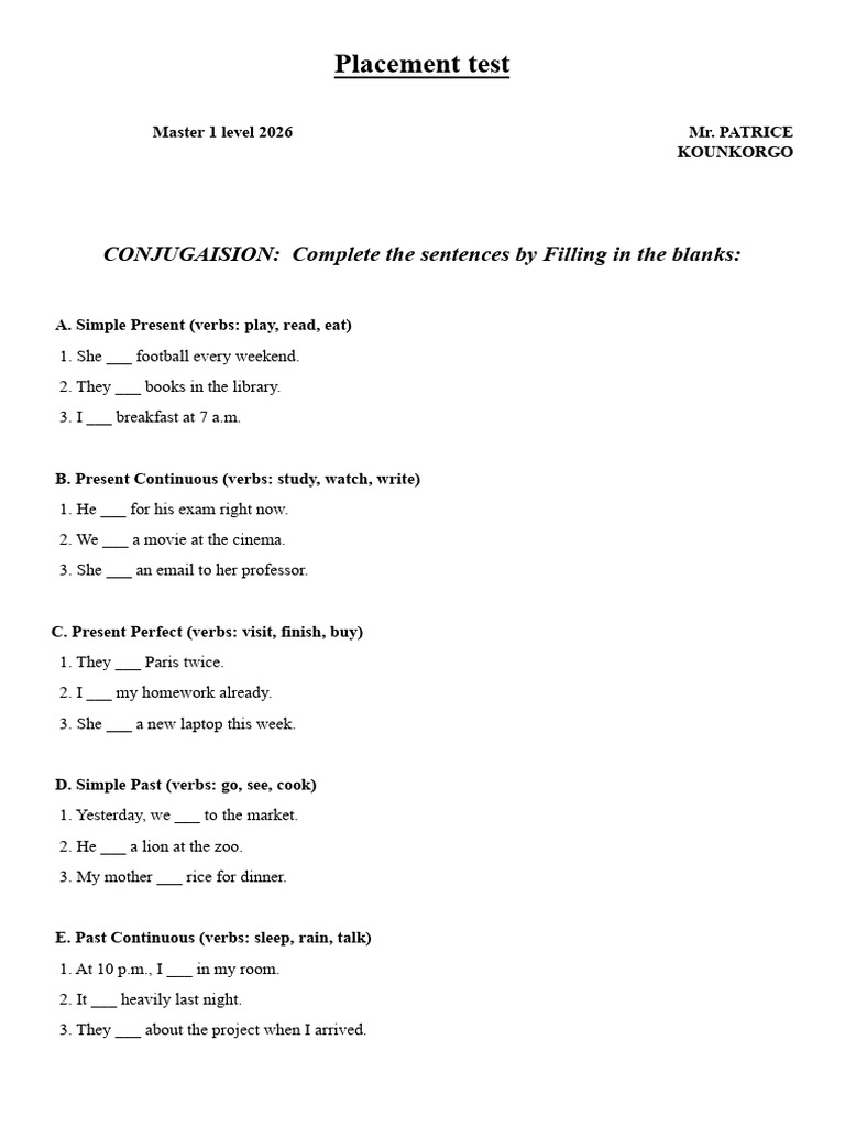 Placement Test | PDF
