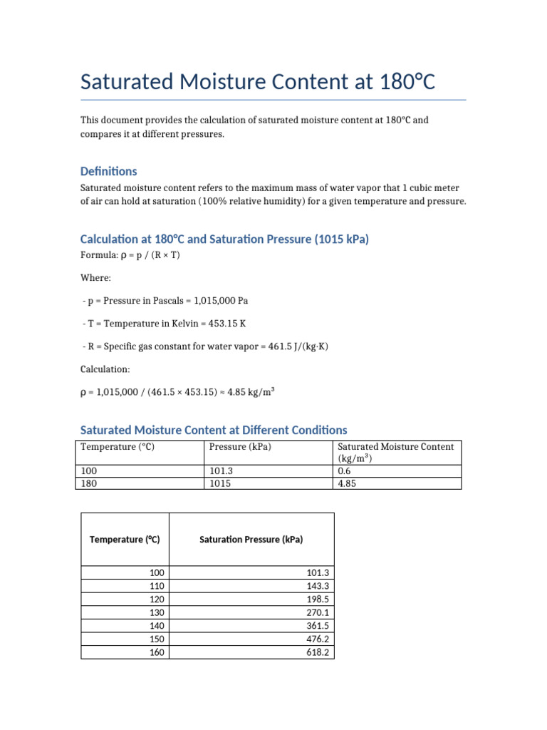 Saturated Moisture Content | PDF