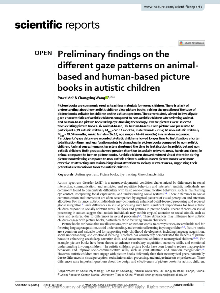 Preliminary Findings On The Different Gaze Pattern | PDF | Autism ...