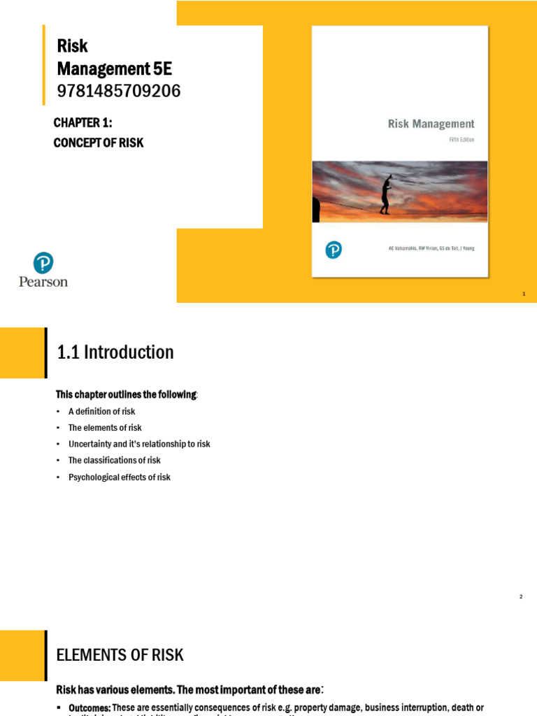 Risk Management 5E - CH 01 | PDF | Risk | Uncertainty